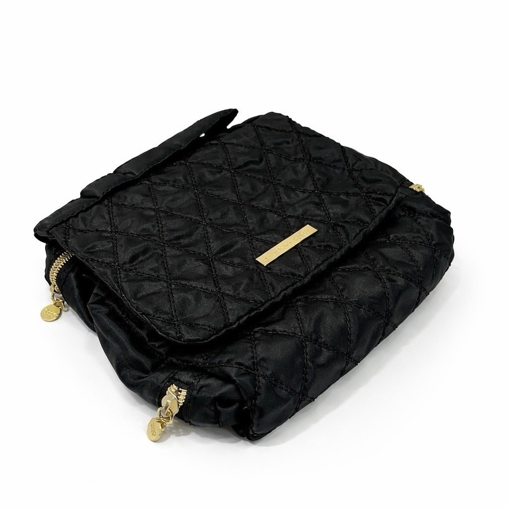 Victoria's Secret Black Quilted Nylon Tri-Fold Travel Toiletry Cosmetic Bag